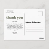 Trendy Typografy Abschluss Vielen Dank Postcard Postkarte (Rückseite)