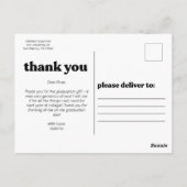 Trendy Typografy Abschluss Vielen Dank Postkarte (Rückseite)