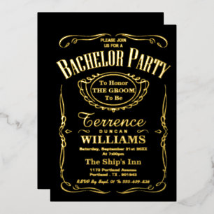 Trendy Typografy Bachelor Party Real Folieneinladung