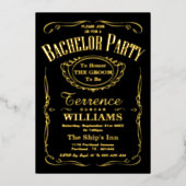 Trendy Typografy Bachelor Party Real Folieneinladung (Vorderseite)