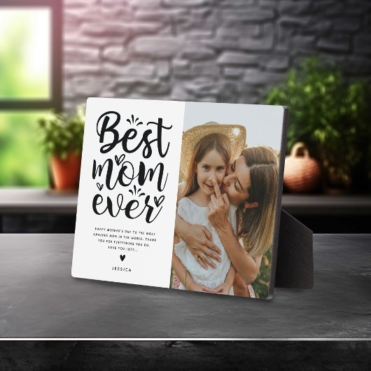 Trendy Typografy Best Mama Ever Foto & Message Fotoplatte