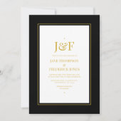 Trendy Typografy Black and Gold Wedding Einladung (Vorderseite)