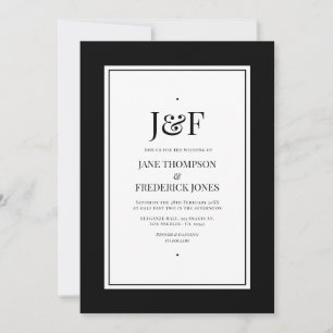 Trendy Typografy Black and White Wedding Einladung