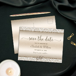 Trendy Typografy Champagne Wedding Save the Date Ankündigungspostkarte