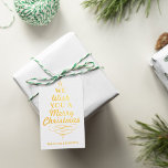 Trendy Typografy Christmas Tree Holiday Geschenkanhänger<br><div class="desc">Das Geschenk des Schenkens wird in dieser Urlaubssaison mit diesen einzigartigen und modernen Weihnachtsgeschenktafeln leicht gemacht. Das Design enthält ein festliches Typografie-Skript "We want You A Merry Christmas" im Stil eines Weihnachtsbaumes. Fügen Sie diese Geschenketiketten einfach mit Ihrer benutzerdefinierten Formulierung hinzu, indem Sie den Abschnitt "Diese Designvorlage bearbeiten" verwenden, oder...</div>