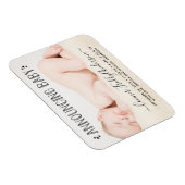 Trendy Typografy Foto Birth Ankündigung Magnet (Rechte Seite)