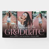 Trendy Typografy Foto Collage Graduation Party Banner (Horizontal)