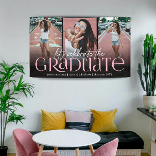 Trendy Typografy Foto Collage Graduation Party Banner