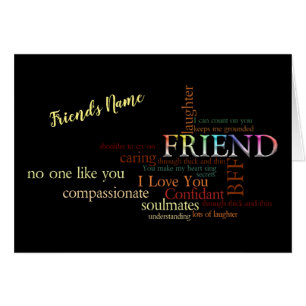 Trendy Typografy Friendship Words Card