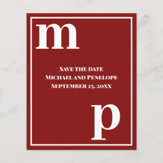 Trendy Typografy Garnet Red Budget Save the Date Flyer
