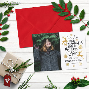 Trendy Typografy Holiday Foto Weihnachtskarte Feiertagskarte