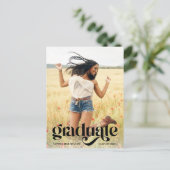 Trendy Typografy Overlay Foto Abschluss Postkarte (Stehend Vorderseite)
