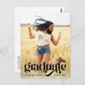 Trendy Typografy Overlay Foto Abschluss Postkarte (Vorne/Hinten)