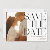 Trendy Typografy Overlay Text Foto Wedding Save The Date (Vorderseite)