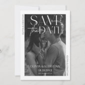 Trendy Typografy Overlay Text Foto Wedding Save The Date (Vorderseite)