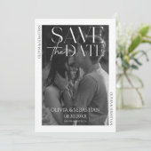 Trendy Typografy Overlay Text Foto Wedding Save The Date (Stehend Vorderseite)