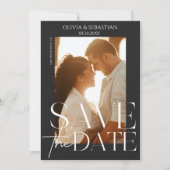 Trendy Typografy Overlay Text Foto Wedding Save The Date (Vorderseite)