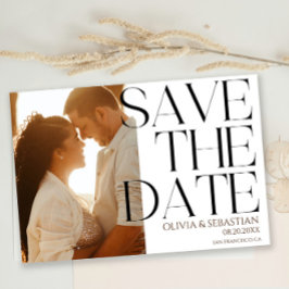 Trendy Typografy Overlay Text Foto Wedding Save The Date