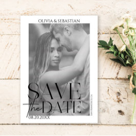 Trendy Typografy Overlay Text Foto Wedding Save The Date