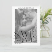 Trendy Typografy Overlay Text Foto Wedding Save The Date (Stehend Vorderseite)