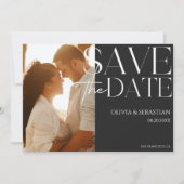 Trendy Typografy OverlayText-Foto Wedding Save The Date (Vorderseite)