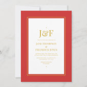 Trendy Typografy Red and Gold Wedding Einladung (Vorderseite)