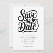 Trendy Typografy Ring Heart Wedding Save The Date (Vorderseite)