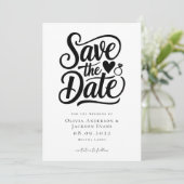 Trendy Typografy Ring Heart Wedding Save The Date (Stehend Vorderseite)