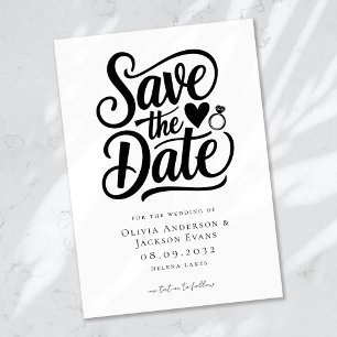 Trendy Typografy Ring Heart Wedding Save The Date