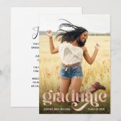 Trendy Typografy Rose Gold Overlay Grad Party Einladung (Vorne/Hinten)