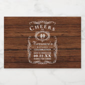 Trendy Typografy Rustic Wood Birthday Party Alkoholflaschenetikett (Einzelnes Label)