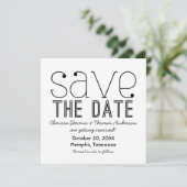 Trendy Typografy Save the Date Invite, Black Einladung (Stehend Vorderseite)