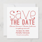 Trendy Typografy Save the Date Invite, Red Einladung (Vorderseite)