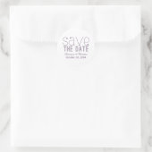Trendy Typografy Save the Date Stickers, Lila Runder Aufkleber (Tasche)