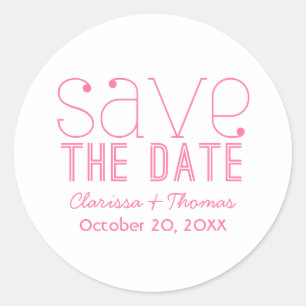 Trendy Typografy Save the Date Stickers, Pink Runder Aufkleber