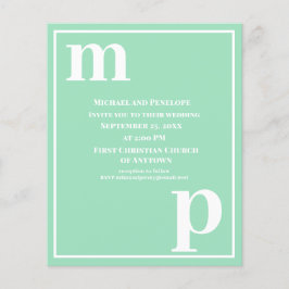 Trendy Typografy Seafoam Green Budget Wedding Flyer