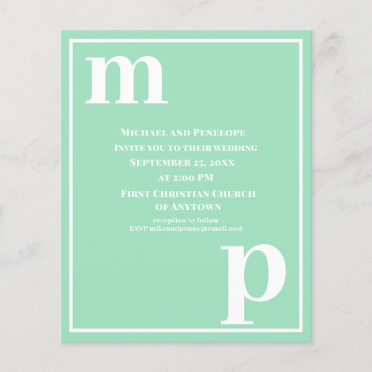 Trendy Typografy Seafoam Green Budget Wedding Flyer (Vorne)