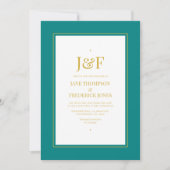 Trendy Typografy Teal and Gold Wedding Einladung (Vorderseite)