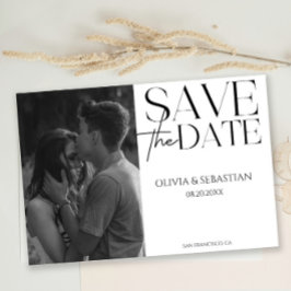 Trendy Typografy Text Foto Wedding Save The Date