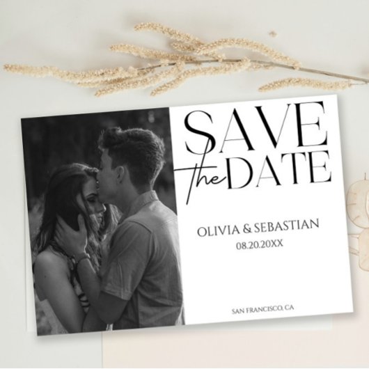 Trendy Typografy Text Foto Wedding Save The Date