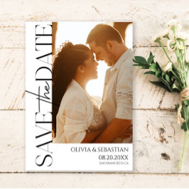 Trendy Typografy Text Foto Wedding Save The Date