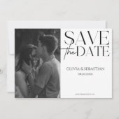 Trendy Typografy Text Foto Wedding Save The Date (Vorderseite)