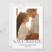 Trendy Typografy Text Foto Wedding Save The Date (Vorderseite)