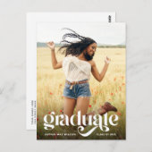 Trendy Typografy White Overlay Foto Graduate Postkarte (Vorne/Hinten)