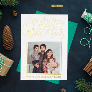 Trendy Typography "Merry Christmas" Photo Real Folien Feiertagskarte