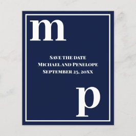 Trendy Typography Navy Blue Budget Save the Date Flyer