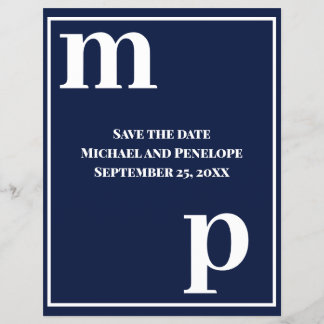 Trendy Typography Navy Blue Budget Save the Date Flyer