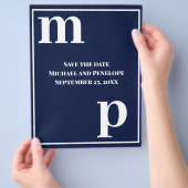 Trendy Typography Navy Blue Budget Save the Date Flyer (Hand)