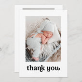 Trendy Typography Simple Modern 2 Baby Photos Than Dankeskarte (Vorne/Hinten)