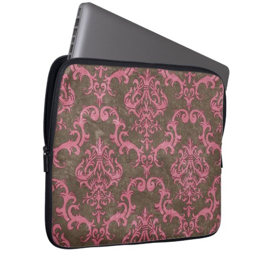 Trendy u. Damast-Laptop-Hülse Mod-Browns rosa Laptopschutzhülle (Vorne Rechts)